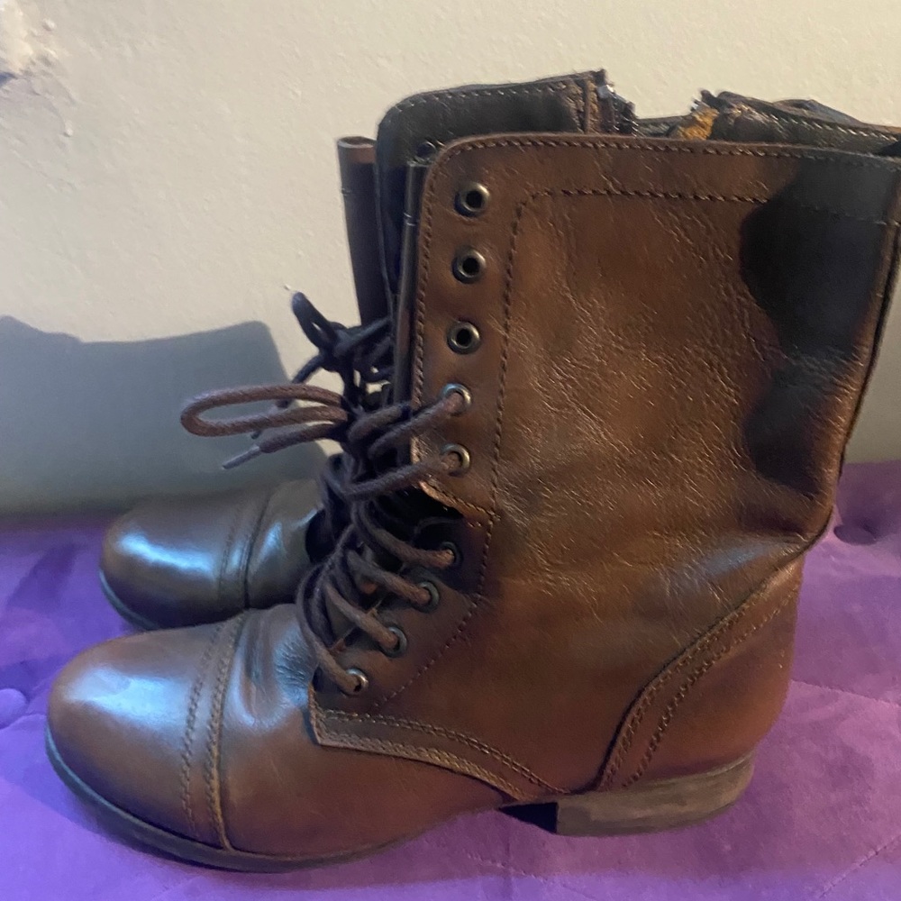 STEVE MADDEN TROOPA COMBAT LACE BOOTS 11 BROWN